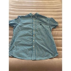 Vintage U.S. assn shirt Mens TL Blue and White Polo Logo Button Down